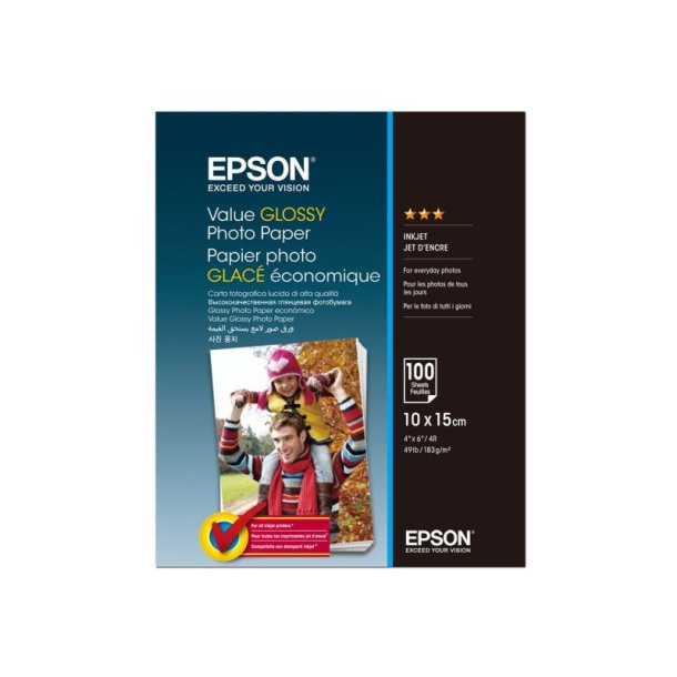 Epson 10x15cm fotopapir Glossy - 183g - 100 ark